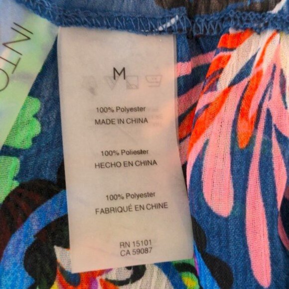 Into the Bleu Sz M Swim Cover UP Flowy Dress Handkerchief Hem Blue Paisley - Picture 4 of 5